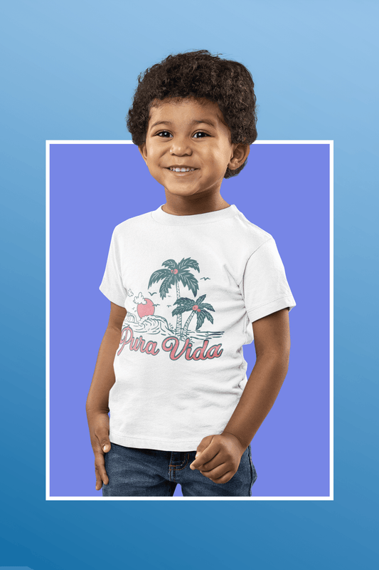 Pura Vida Vibes: Sunset Beach - Toddler Short Sleeve Tee - The Pura Vida Co.
