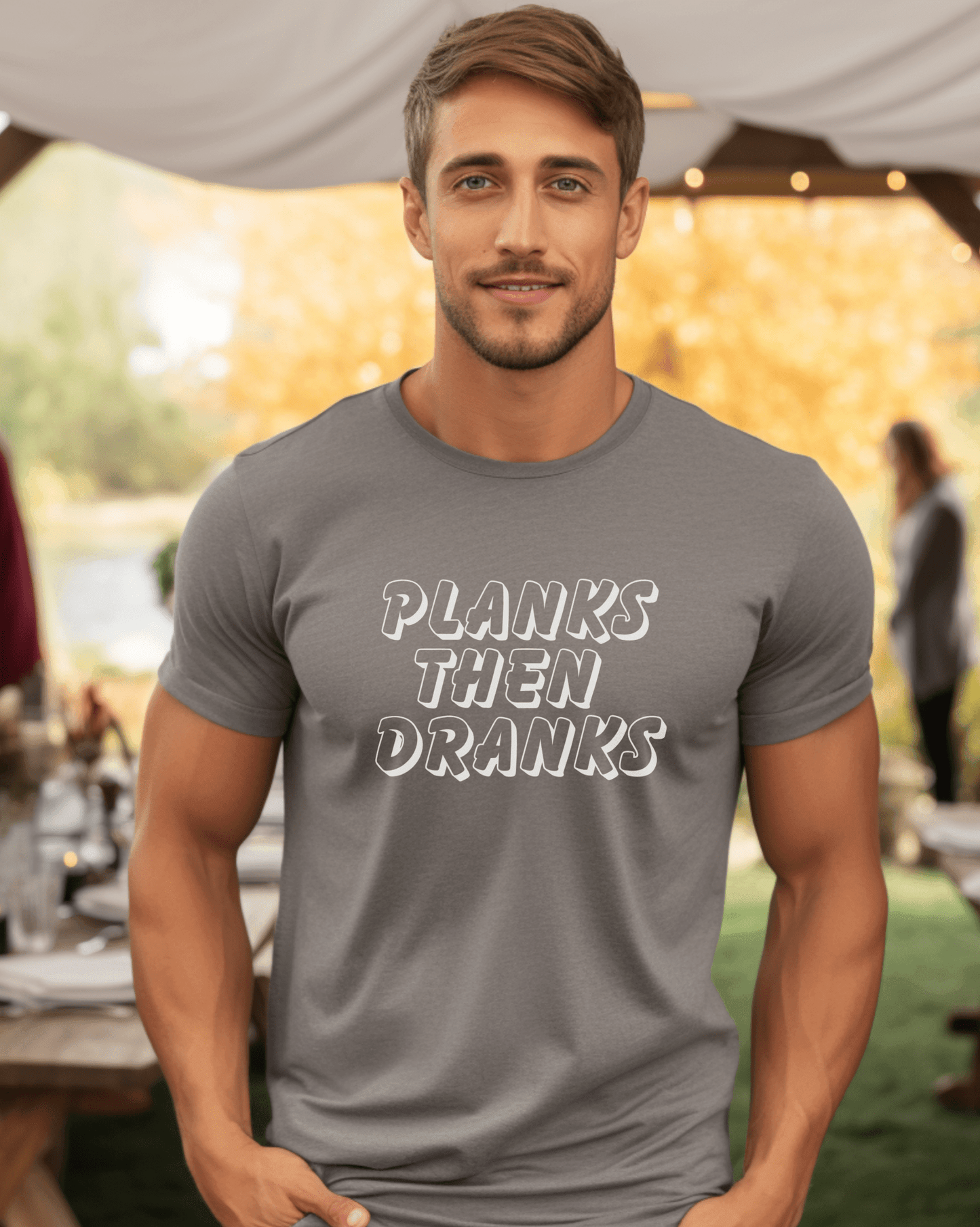 Planks Then Dranks Gym Shirt - Unisex Jersey Short Sleeve Tee - The Pura Vida Co.
